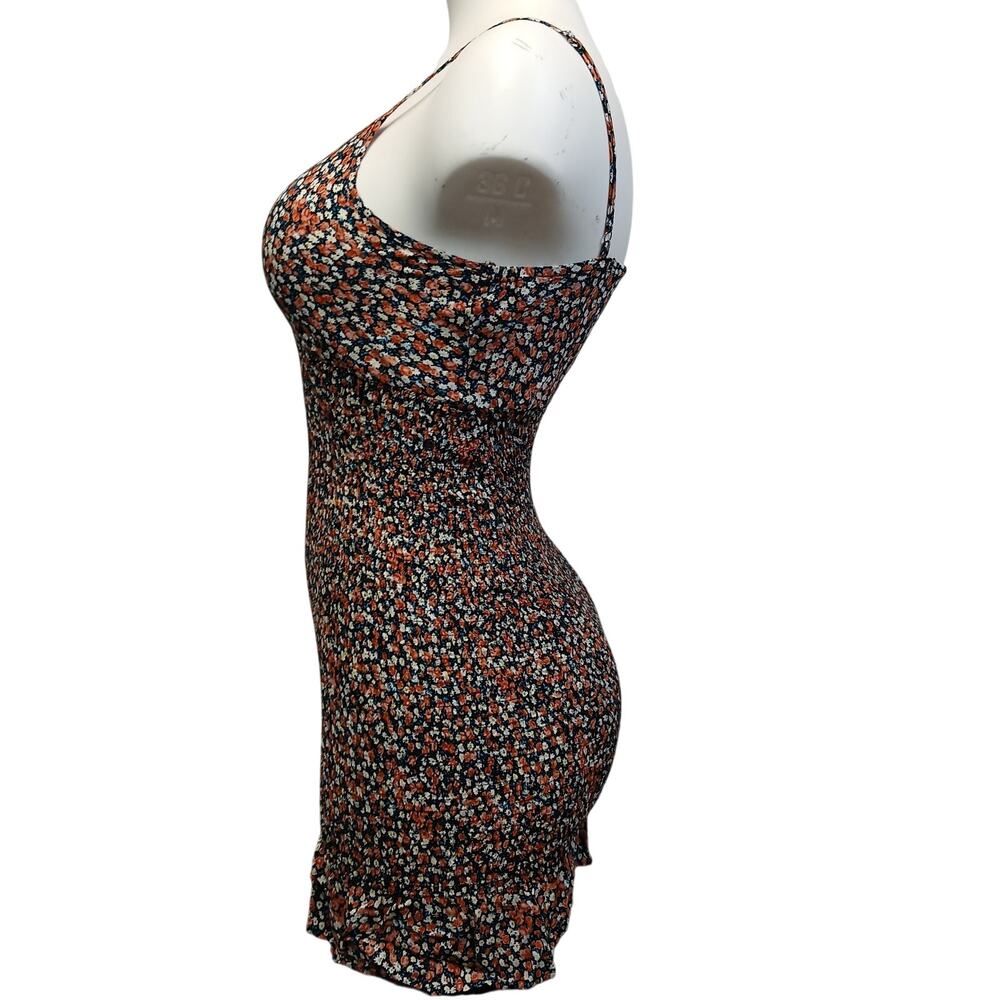 Blush BJ Small Floral Smocked Cami Mini Dress Rust Orange Black Blue